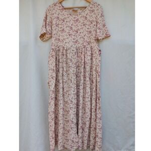 Putumayo New York Vintage 100% Rayon Prairie Dress M Calico Floral Bow Back Maxi